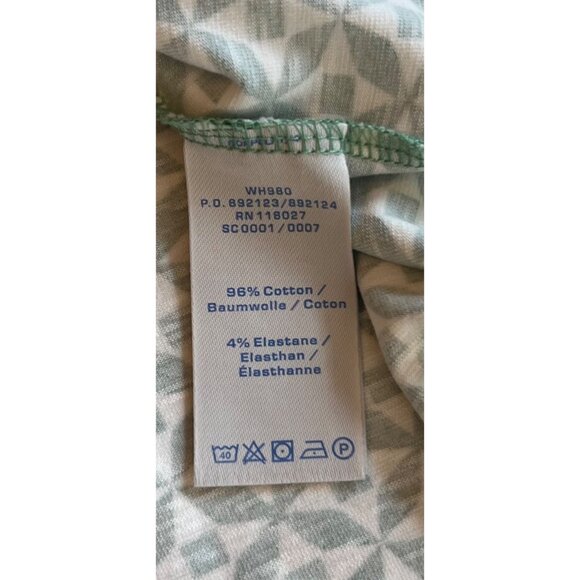 Boden Lola Jersey Knit Faux Wrap Dress Geo Pinwheel Print Green V-Neckline Sz 10 - Picture 3 of 11